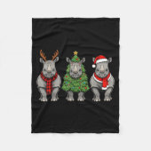 Retro Christmas Rhino Santa Reindeer Safari Animal Fleecedecke (Vorderseite)