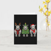 Retro Christmas Rhino Santa Reindeer Safari Animal Karte (Gelbe Blume)