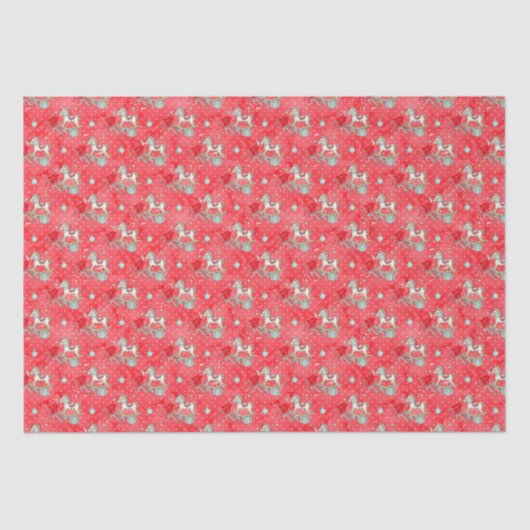 Retro Christmas Rocking Horcking Tissue Seidenpapier (Vorderseite)