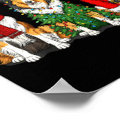 Retro Christmas Rough Collie Santa Reindeer Dog Lo Poster (Ecke)