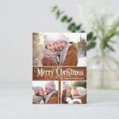 Retro Christmas Rustic 3 FOTO Grußurlaub Postkarte (Stehend Vorderseite)