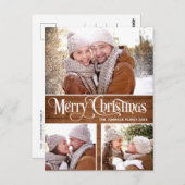 Retro Christmas Rustic 3 FOTO Grußurlaub Postkarte (Vorne/Hinten)