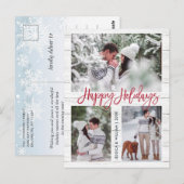 Retro Christmas Rustic 3 FOTO Grußurlaub Postkarte (Vorne/Hinten)