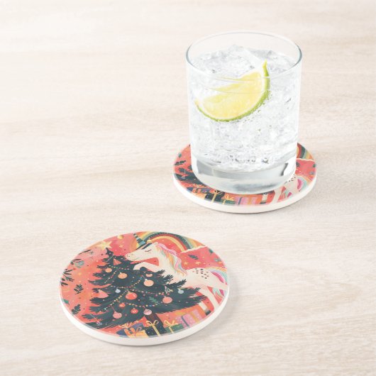 Retro Christmas Sandstone Untersetzer (Seite)