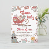 Retro Christmas Santa Baby Dusche Einladung (Stehend Vorderseite)