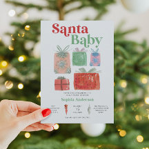 Retro Christmas Santa Baby Dusche Einladungskarte