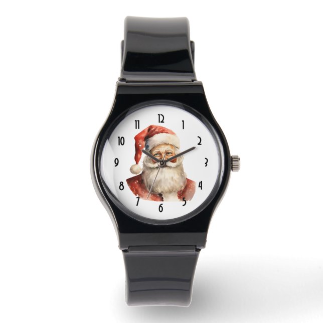 Retro Christmas Santa Claus Armbanduhr (Vorderseite)