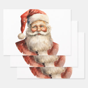 Retro Christmas Santa Claus Geschenkpapier Set