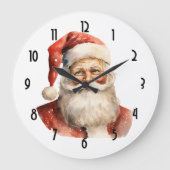 Retro Christmas Santa Claus Große Wanduhr (Vorderseite)