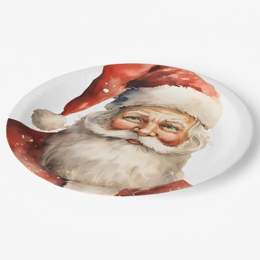 Retro Christmas Santa Claus Pappteller (Schrägansicht)