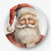 Retro Christmas Santa Claus Pappteller (Vorderseite)