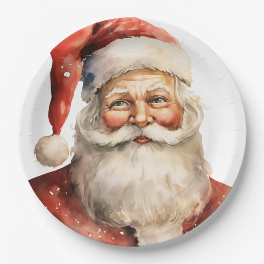 Retro Christmas Santa Claus Pappteller (Vorderseite)