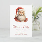 Retro Christmas Santa Claus Party Einladung (Stehend Vorderseite)