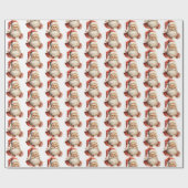 Retro Christmas Santa Claus Pattern Geschenkpapier (Flach)