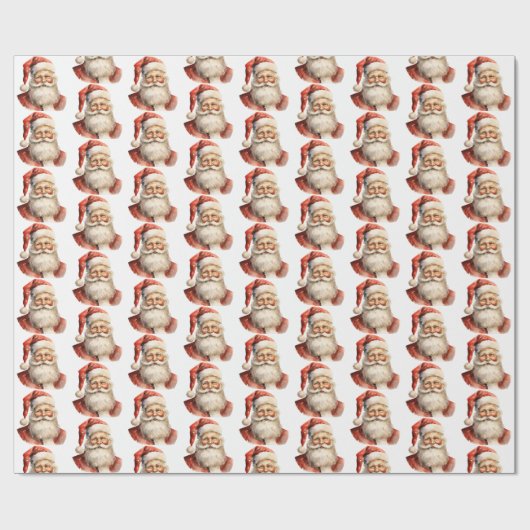 Retro Christmas Santa Claus Pattern Geschenkpapier (Flach)