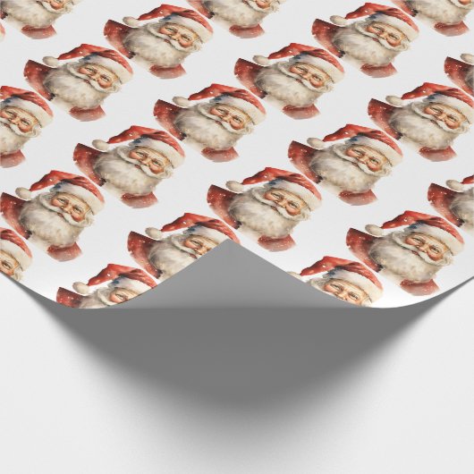 Retro Christmas Santa Claus Pattern Geschenkpapier (Ecke)