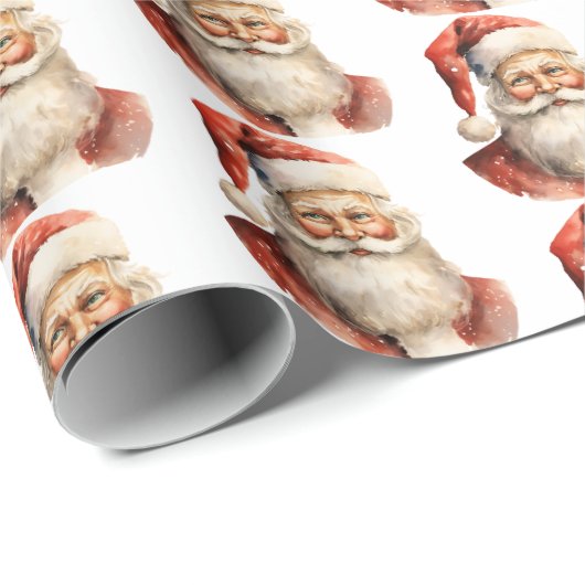 Retro Christmas Santa Claus Pattern Geschenkpapier (Rolleneckpunkt)