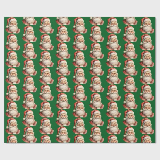 Retro Christmas Santa Claus Pattern Geschenkpapier (Flach)