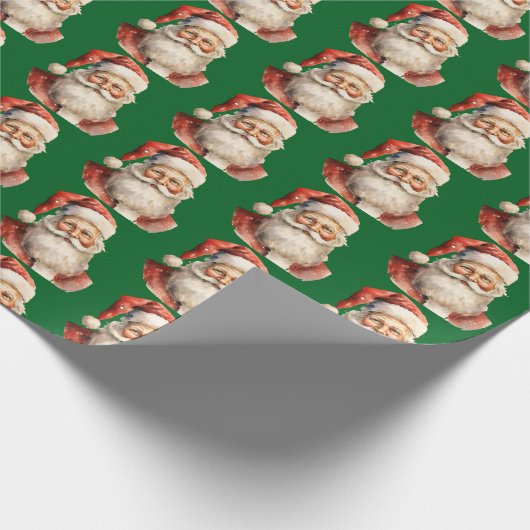 Retro Christmas Santa Claus Pattern Geschenkpapier (Ecke)