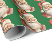 Retro Christmas Santa Claus Pattern Geschenkpapier (Rolleneckpunkt)
