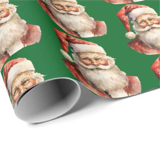 Retro Christmas Santa Claus Pattern Geschenkpapier (Rolleneckpunkt)