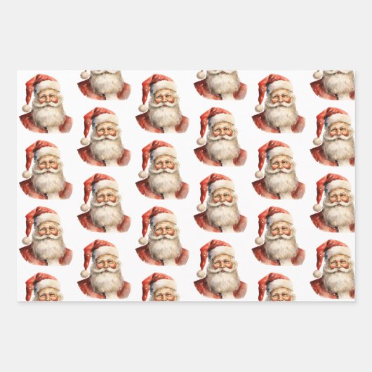 Retro Christmas Santa Claus Pattern Geschenkpapier Set (Vorderseite)
