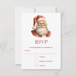 Retro Christmas Santa Claus RSVP Karte