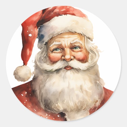 Retro Christmas Santa Claus Runder Aufkleber (Vorderseite)
