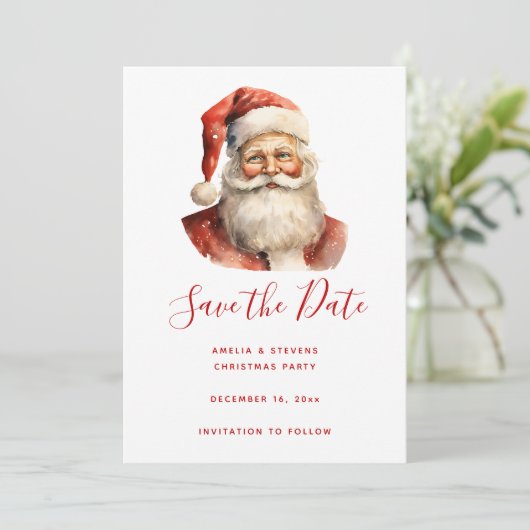 Retro Christmas Santa Claus Save The Date (Stehend Vorderseite)