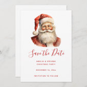 Retro Christmas Santa Claus Save The Date (Vorne/Hinten)