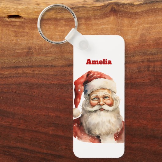 Retro Christmas Santa Claus Schlüsselanhänger (Vorderseite)