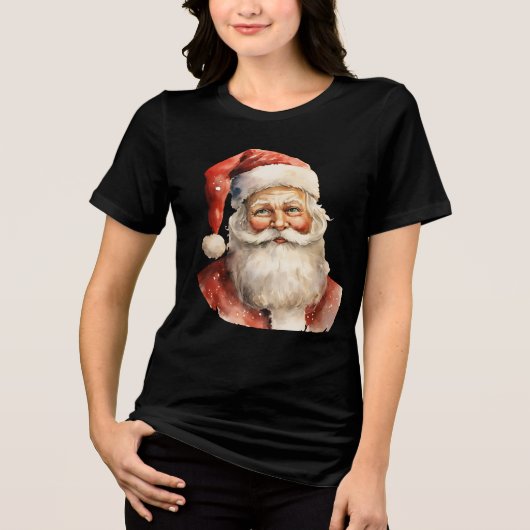 Retro Christmas Santa Claus Tri-Blend Shirt (Vorderseite)