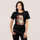 Retro Christmas Santa Claus Tri-Blend Shirt (Vorderseite voll)