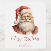 Retro Christmas Santa Claus Weinetikett (Einzelnes Label)