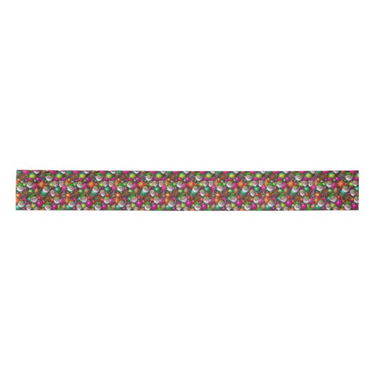 Retro Christmas Santa Face Muster Satinband (Vorderseite)