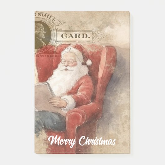 Retro Christmas Santa Post-it Klebezettel (Vorderseite)
