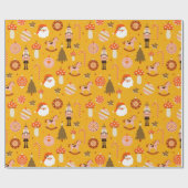 Retro Christmas Santa Rocking Pferdemuster Geschenkpapier (Flach)