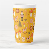 Retro Christmas Santa Rocking Pferdemuster Milchtasse (Vorderseite)