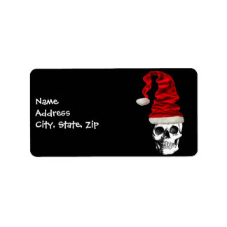 Retro Christmas Santa Skull Adressaufkleber