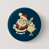 Retro Christmas Santa und sein Reindeer Buddy Button (Vorderseite)