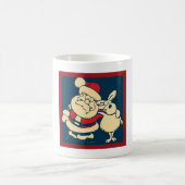 Retro Christmas Santa und sein Reindeer Buddy Kaffeetasse (Mittel)