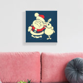 Retro Christmas Santa und sein Reindeer Buddy Leinwanddruck (Insitu (Wohnzimmer))