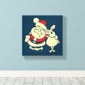 Retro Christmas Santa und sein Reindeer Buddy Leinwanddruck (Insitu (Holzboden))