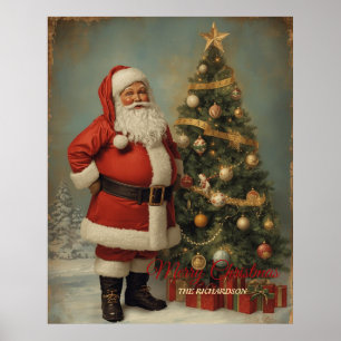 Retro Christmas Santa   Vintage Einrichtung Poster