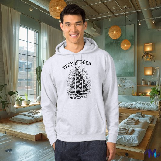 Retro Christmas - Schwarzer Vintager Halbtonbaum Hoodie