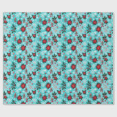 Retro Christmas Sci-Fi Robots Ornaments Blue Geschenkpapier (Flach)