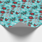 Retro Christmas Sci-Fi Robots Ornaments Blue Geschenkpapier (Ecke)