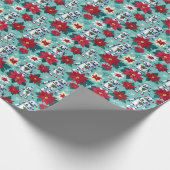 Retro Christmas SciFi Robots und Poinsettias Geschenkpapier (Ecke)