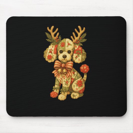Retro Christmas Season Patchwork Odle Dog Squad Fa Mousepad (Vorne)