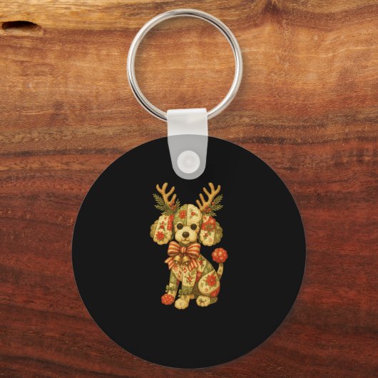 Retro Christmas Season Patchwork Odle Dog Squad Fa Schlüsselanhänger (Vorderseite)